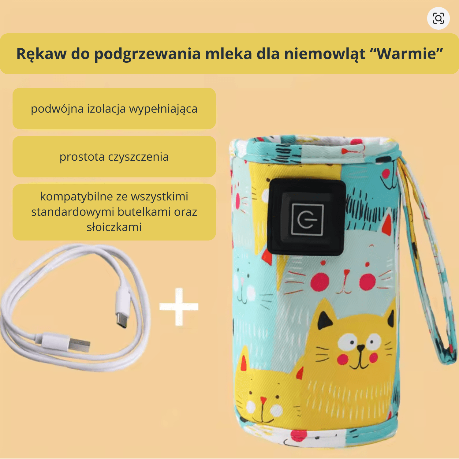 Inteligentny podgrzewacz USB "Warmie"
🍼👶 Kabel zasilający USB-C w zestawie!