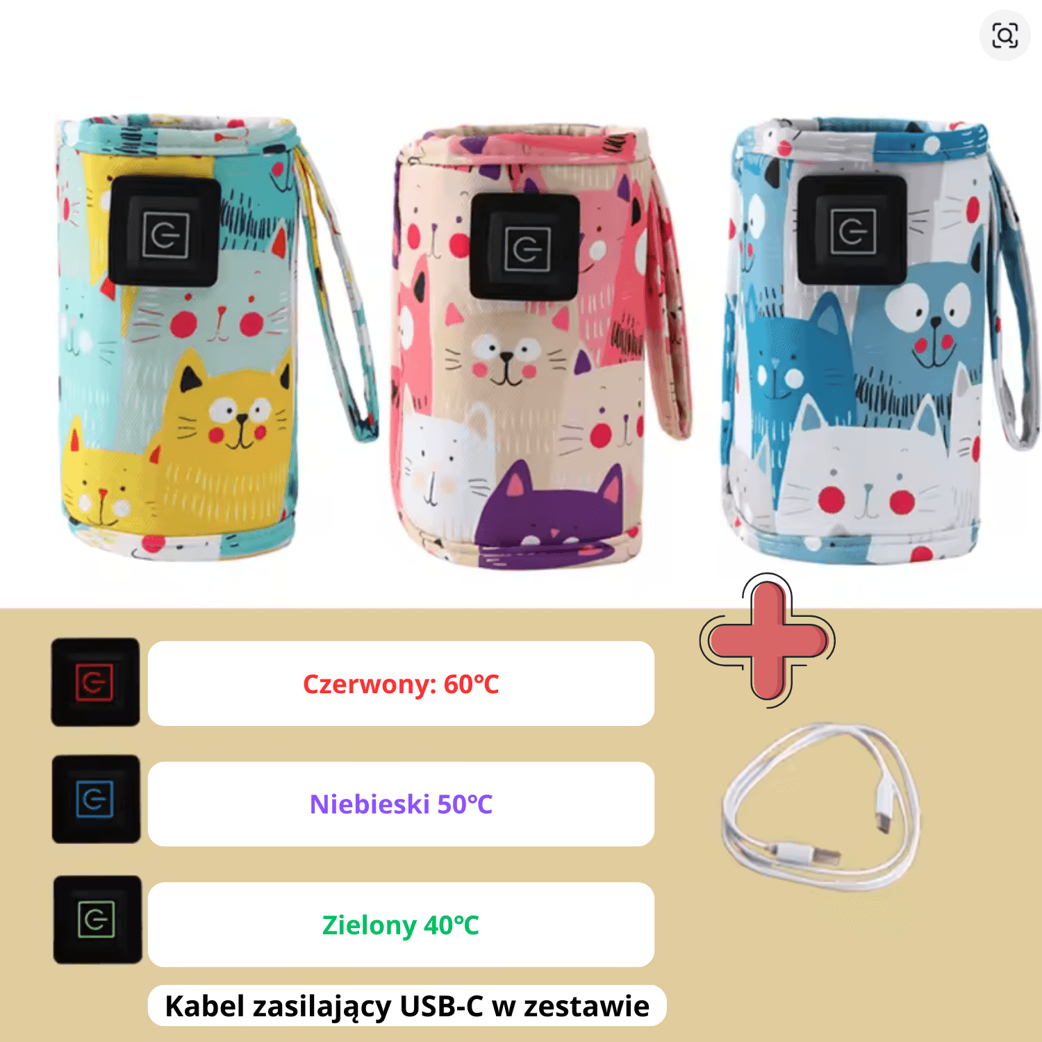 Inteligentny podgrzewacz USB "Warmie"
🍼👶 Kabel zasilający USB-C w zestawie!