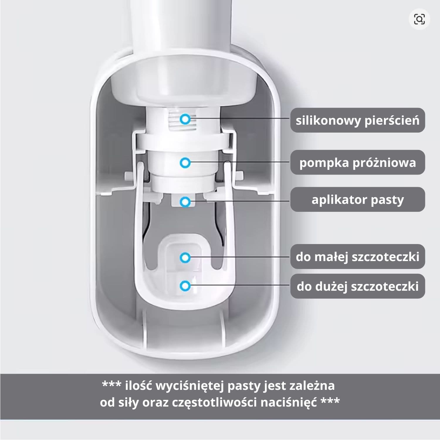 Próżniowy dozownik pasty do zębów