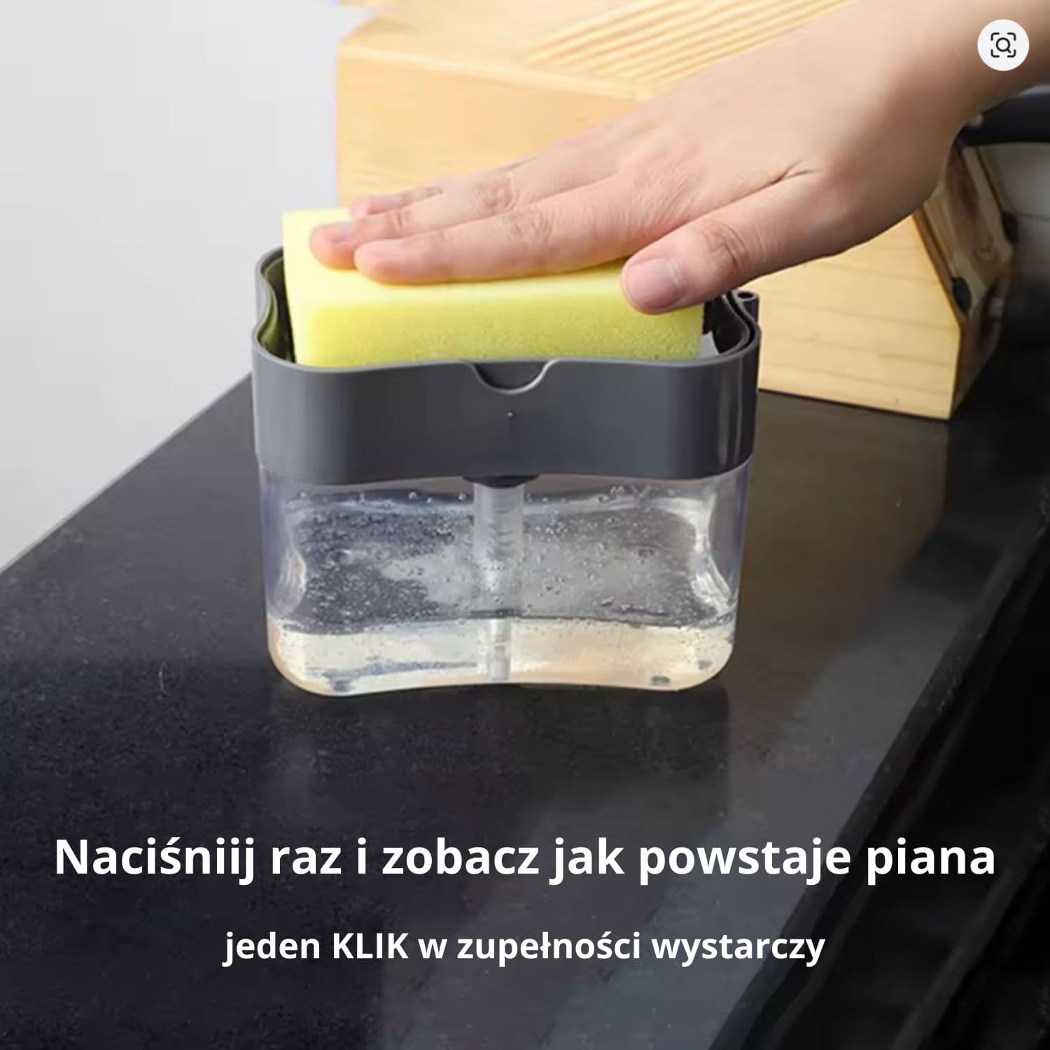 Solidny dozownik płynu do naczyń z zintegrowanym ociekaczem + gąbka GRATIS!