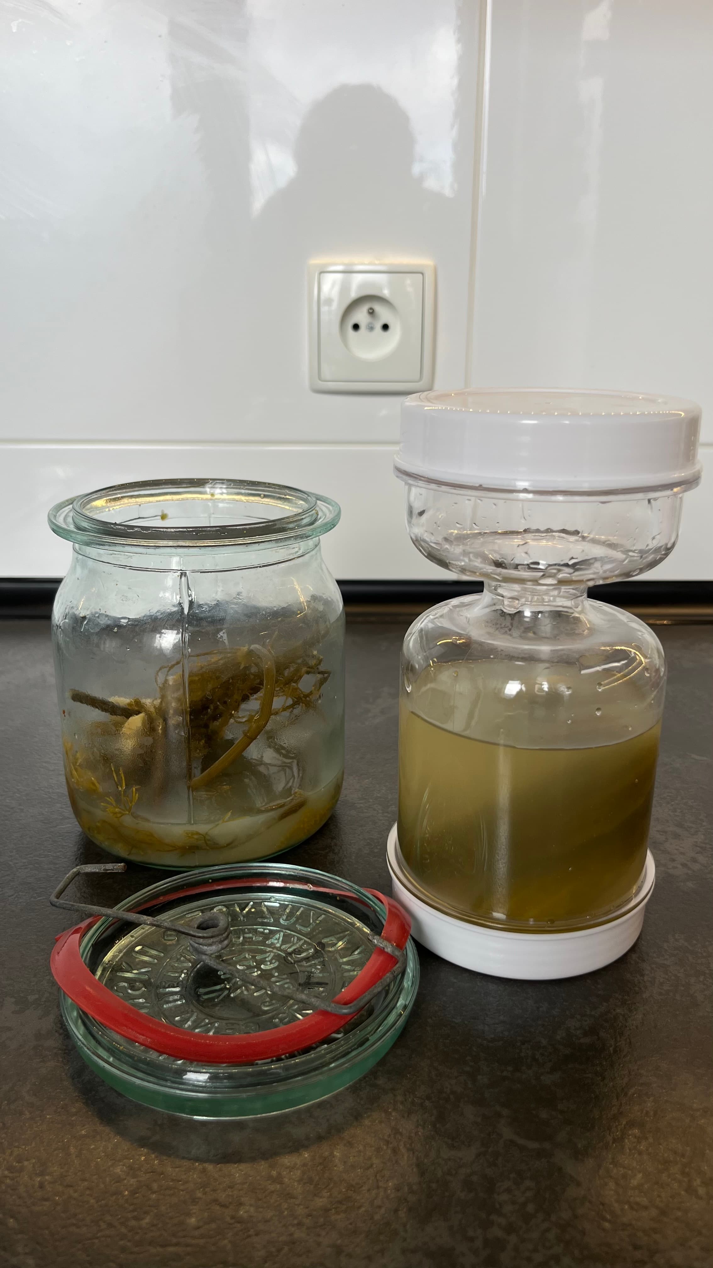 Słoik "Klepsydra" 1000 ml na przetwory z separatorem soku + składany widelec w zestawie