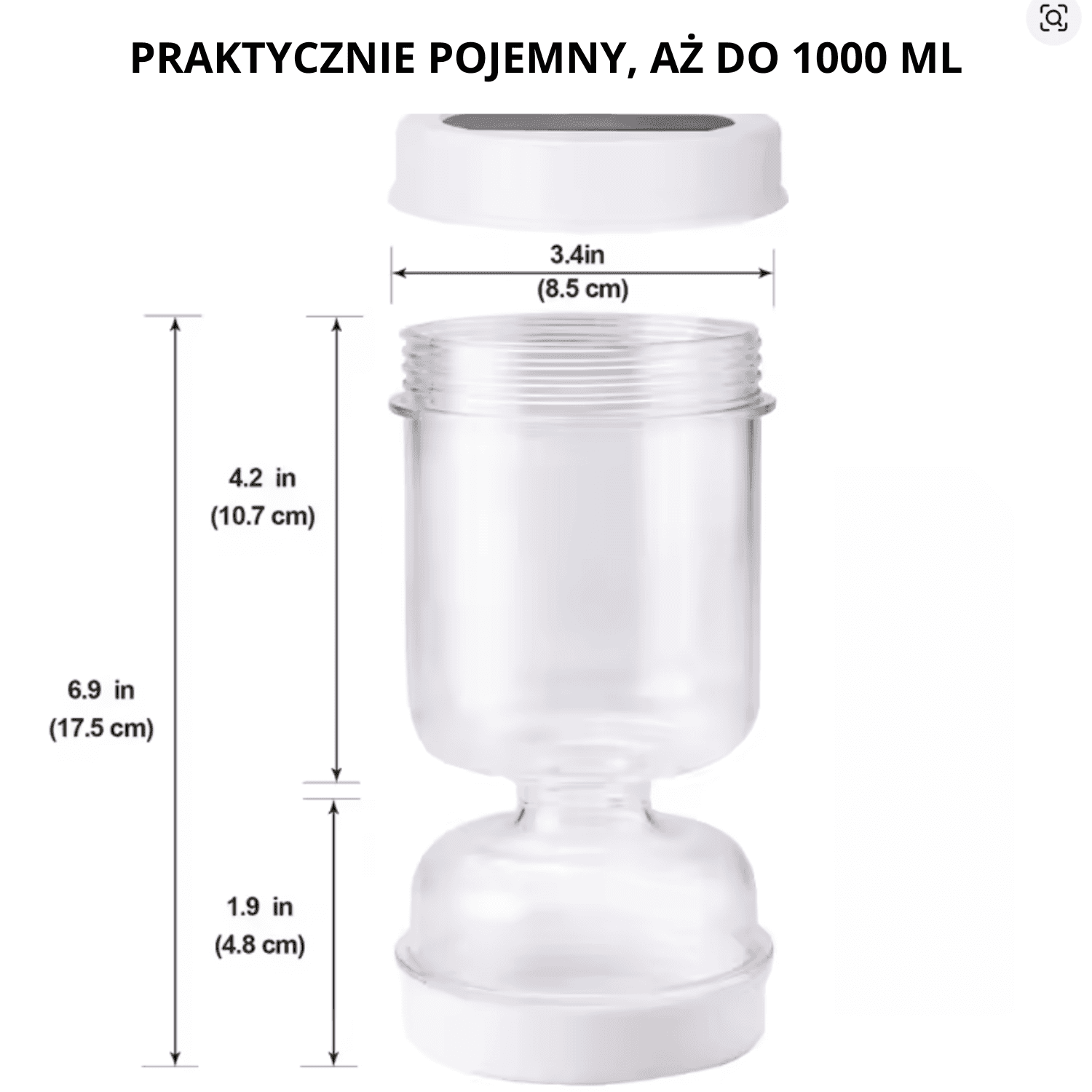 Słoik "Klepsydra" 1000 ml na przetwory z separatorem soku + składany widelec w zestawie