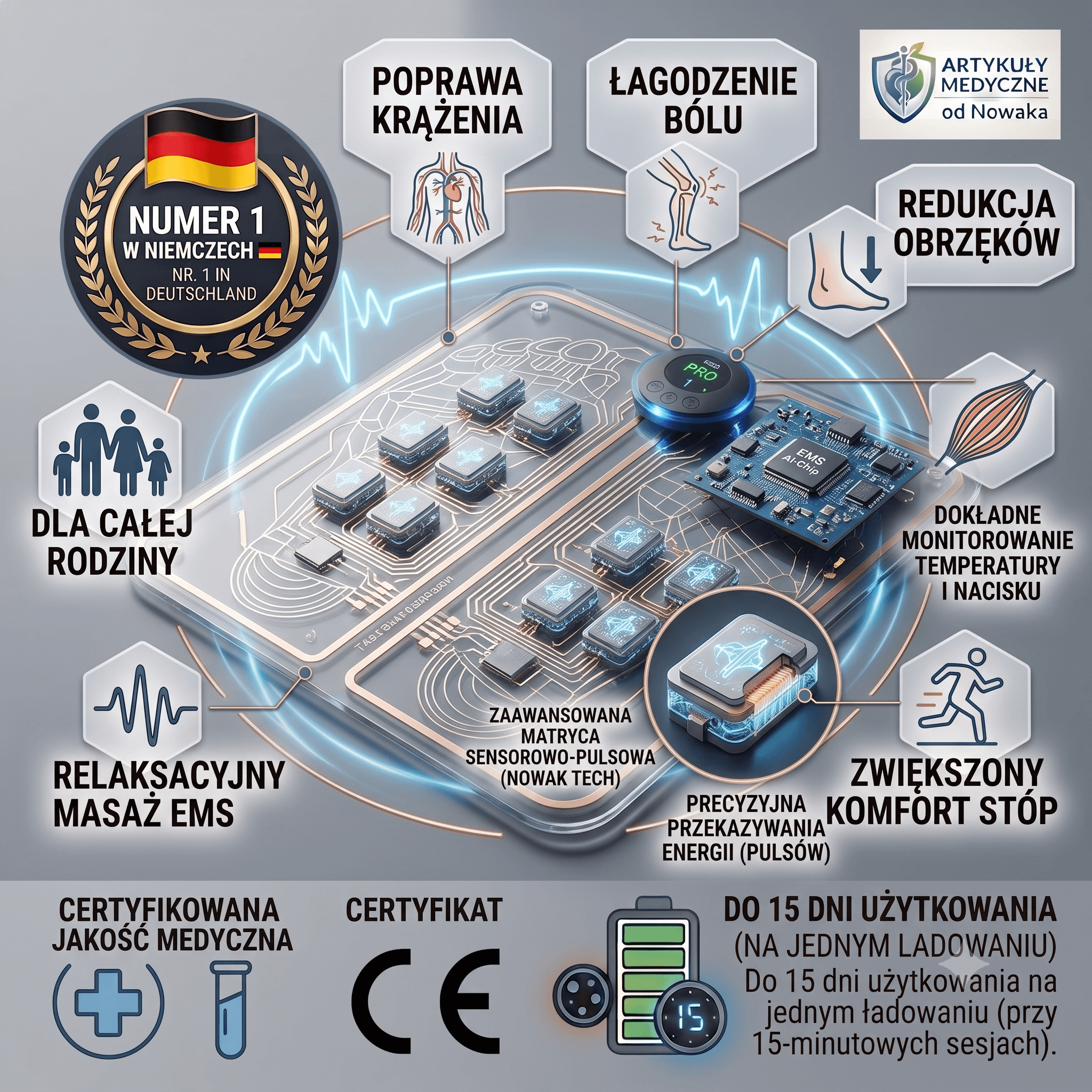 Inteligenty masażer Elektro- Stymulujący PulseStep Pro